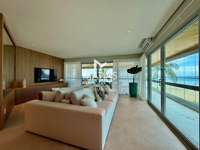 Apartamento Vista Mar Pé na Areia, 5 Suítes, Ar Condicionado