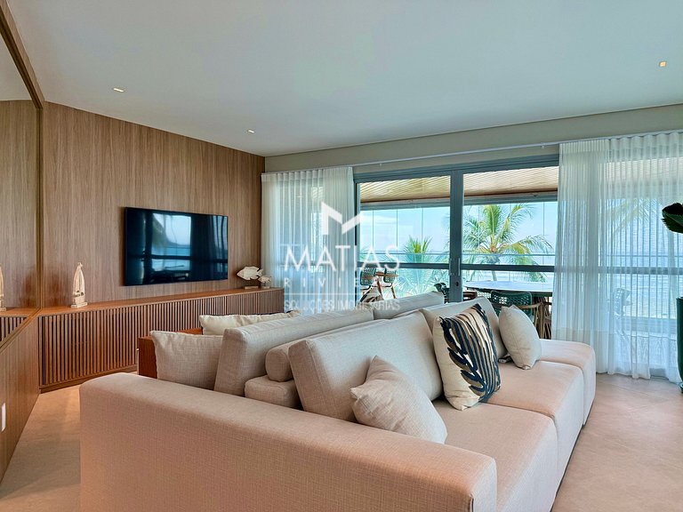Apartamento Vista Mar Pé na Areia, 5 Suítes, Ar Condicionado