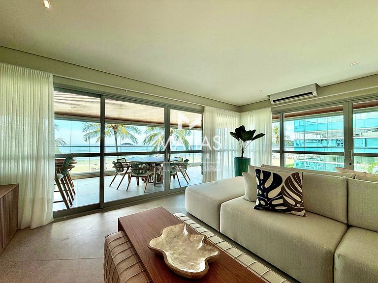 Apartamento Vista Mar Pé na Areia, 5 Suítes, Ar Condicionado